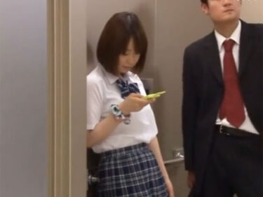 制服姿の巨乳JKがエレベーターに挟まってしまい→強引中出し凌辱レ●プ